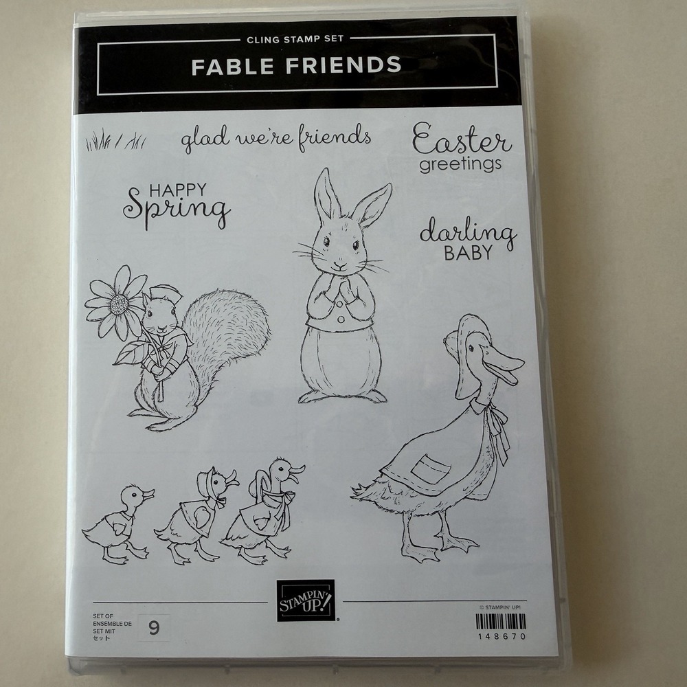 Stampin' Up! Fable Friends Cling Stamp Set 148670 Rabbit Duck Easter Spring NEW